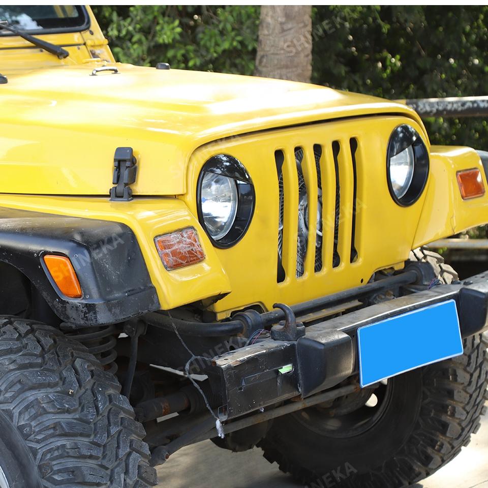 SHINEKA Car Front Headlight Lamp Decoration Cover for Jeep Wrangler TJ 1997 1998 1999 2000 2001 2002-2006 Exterior Accessories