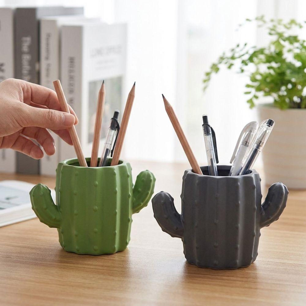 Green Plant Greenery Pencil Holder Ins Style Makeup Brush Organizer Office Desktop Storage