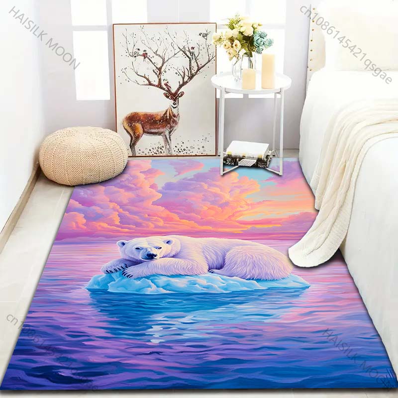 Multiple sizes Polar Bear Artistic Pattern Carpet for Living Room Bedroom Sofa Home Decor Non-slip Floor Mat Luxury Gift