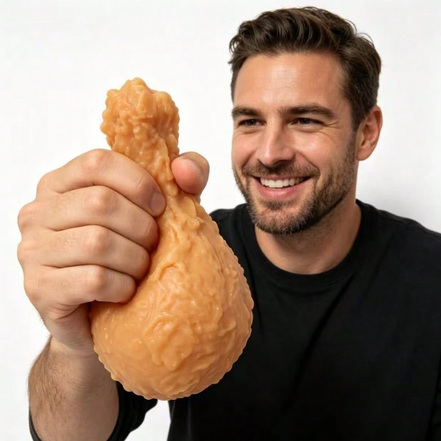 Большая мягкая игрушка-антистресс в виде ножки жареной курицы, с шариками внутри, пластичная, для сжимания в руке, портативная, сенсорная, для fidget-терапии, праздничный подарок на день рождения для друзей и семьи