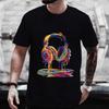 Summer Men's Oversized Clothing Hip Hop Melting Headset Graphic Tee Shirt Men Casual Streetwear Funny Printed Tops Cool T-shirt