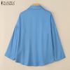 ZANZEA Женская свободная повседневная блузка с отложным воротником и длинным рукавом