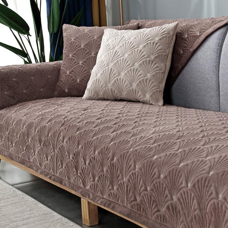 Универсальная нескользящая зимняя плюшевая утолщенная однотонная подушка для дивана на четыре сезона, простой скандинавский простой чехол для дивана, чехол