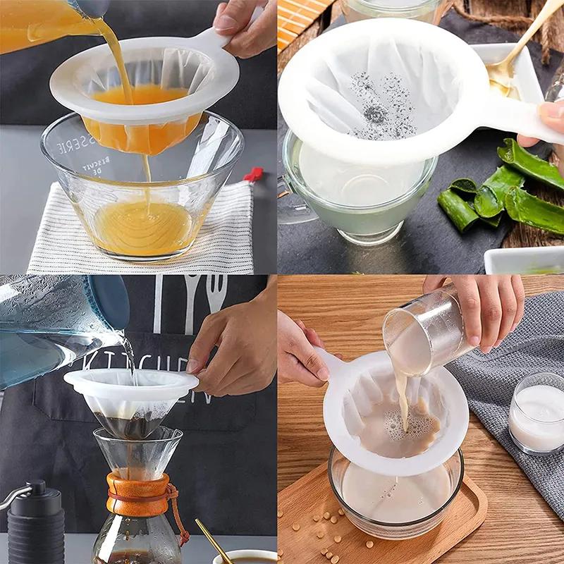 Нейлоновый ультратонкий сетчатый фильтр, пластиковый сетчатый дуршлаг с ручкой для фильтрации йогурта, сока, чая, детского питания, соевого молока, меда, вина