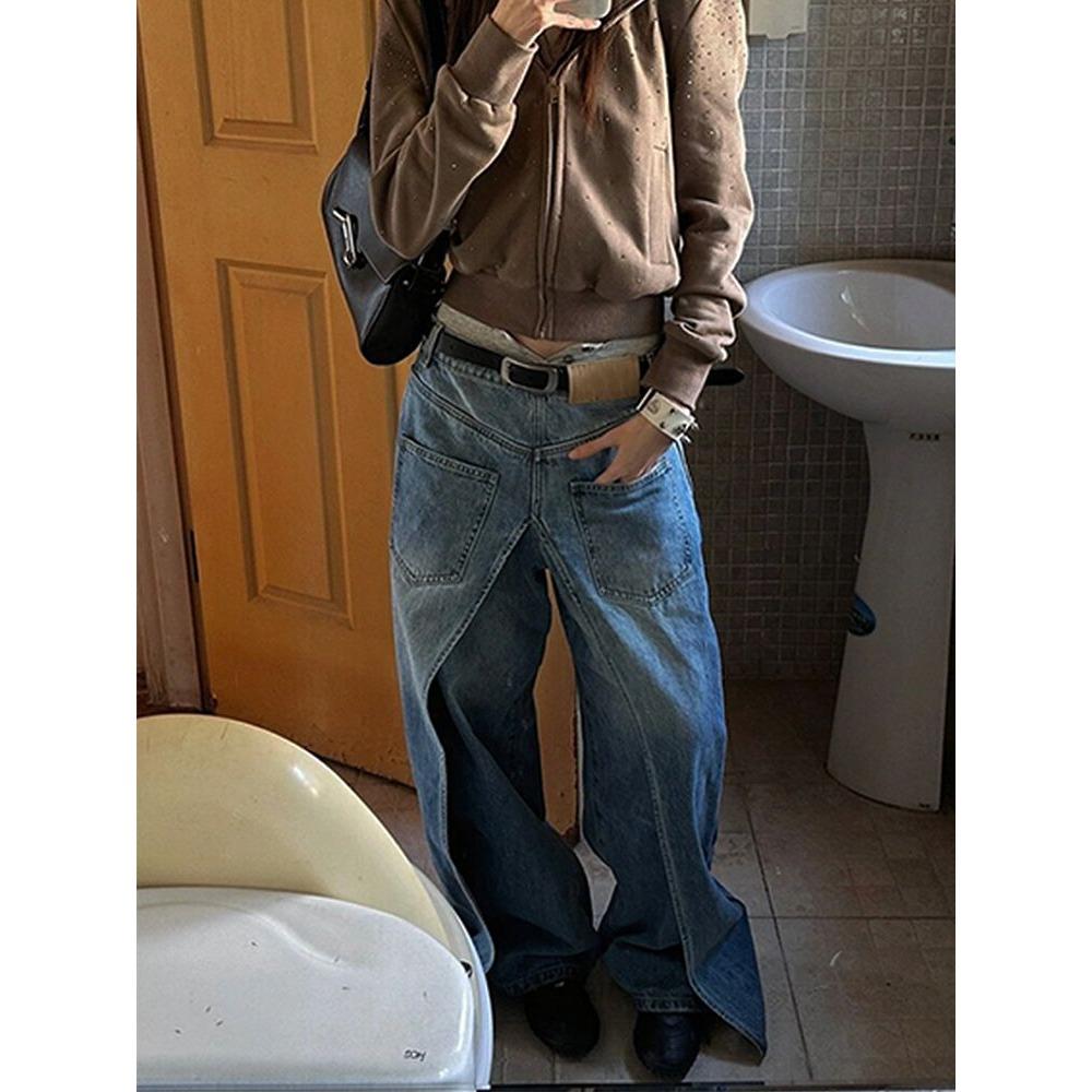 Стиль Y2K Новый рок хип-хоп мешковатые широкие джинсы брюки женская одежда винтажные прямые женские джинсовые брюки