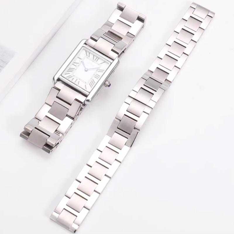 16 мм 20 мм 22 мм 23 мм Браслет для часов из нержавеющей стали для Cartier Tank Solo Claire Мужские и женские ремешки для часов из тонкой стали