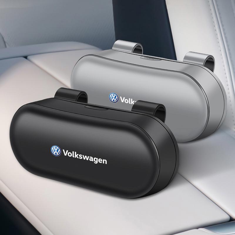 hijk1 Car Sun Visor Glasses Holder Sunglasses Case For VW Golf T5 Phaeton GTI Teramont ID3 Tiguan Car Accessories Glasses Box keychain