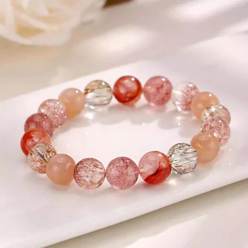 New Chinese-style crystal firework super seven bracelet for women, niche high-end colorful crystal red agate bracelet, gift for girls