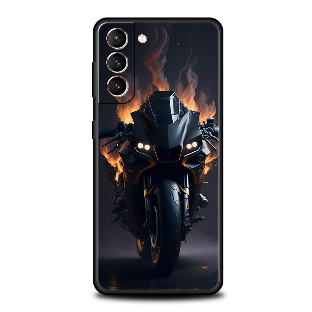 Motorcycle Case for Samsung Galaxy S24 S23 S22 S20 S21 FE Ultra S24 S23 S10 S10E S9 S8 Plus 5G Silicone Phone Cover Fundas Capas