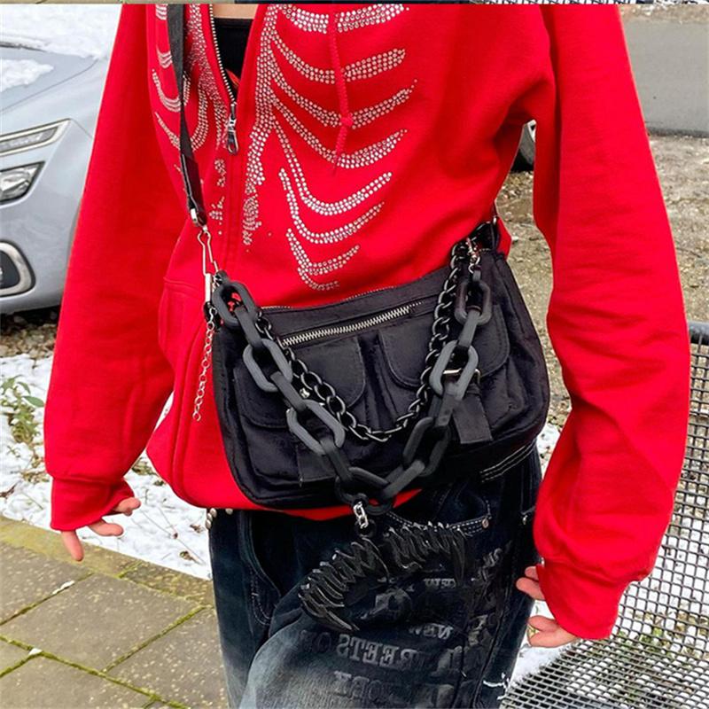 Винтажная куртка с капюшоном с принтом Харадзюку, уличная одежда, винтажные толстовки со скелетом со стразами, женские готические толстовки на молнии, женские