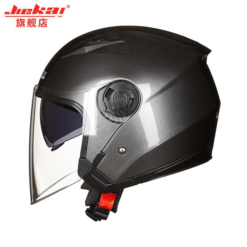 JIEKAI Электрический не мотоциклетный шлем для мужчин и женщин, всесезонный противотуманный полушлем с двумя линзами для защиты от солнца