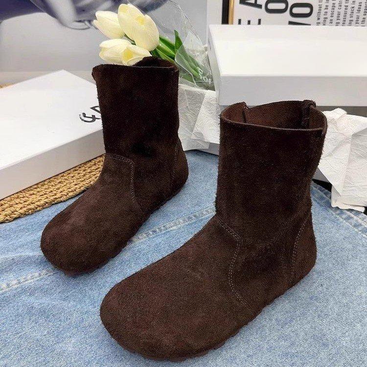 Зимние ботинки на плоской подошве, женская обувь в стиле ретро, модные, удобные и универсальные, весна, осень и зима, а также короткие ботинки с коротким рукавом