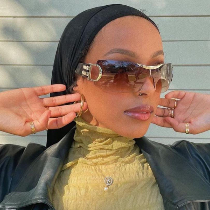 Большие безободковые солнцезащитные очки Y2K 2022 - Футуристичный спортивный дизайн