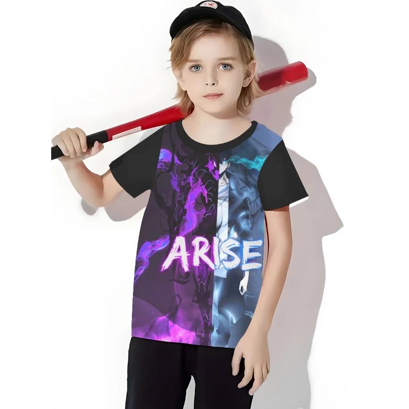 Аниме Solo L-levelings 3D Print Детская одежда от 5 до 14 лет Мужская верхняя одежда для детей Мальчик Девочки Детская футболка Верхние рубашки