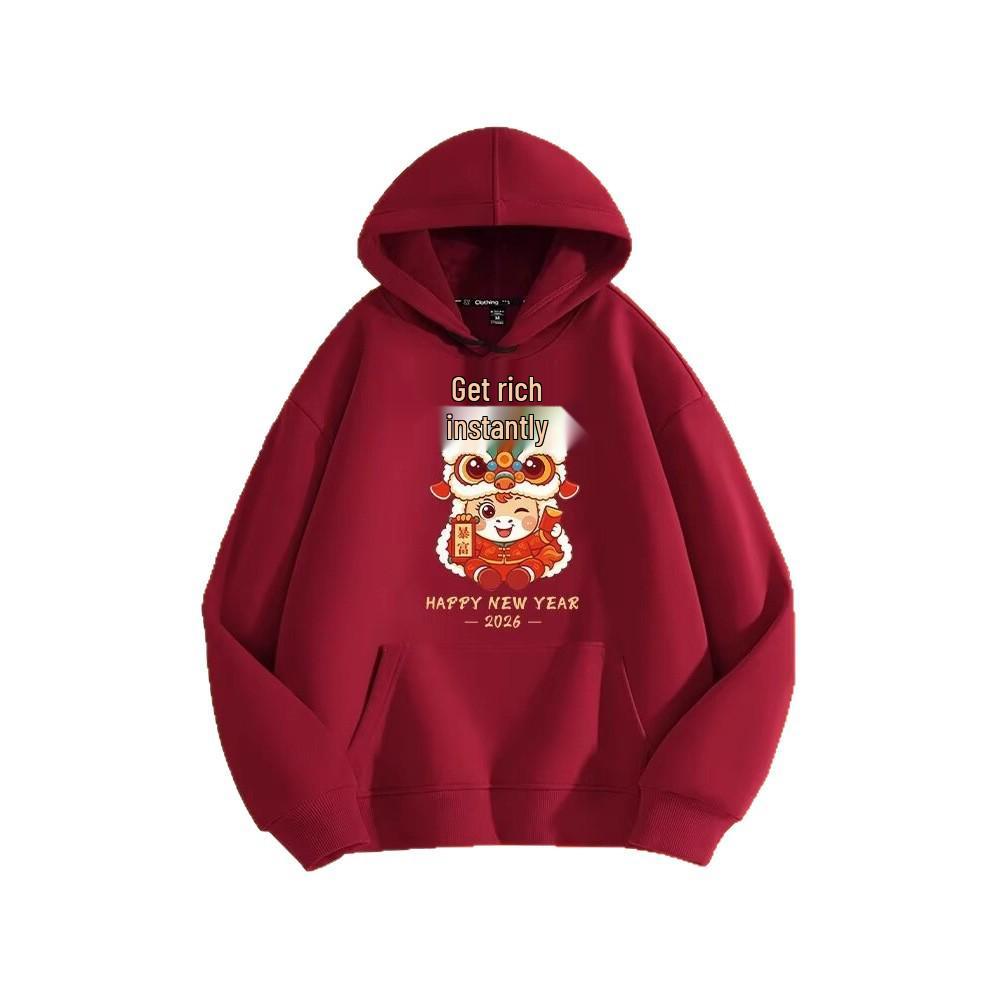 Новая модель толстовки со львом 2026: Мужская повседневная одежда Осень/Зима - Китайский Гонконгский Национальный Тренд - Унисекс