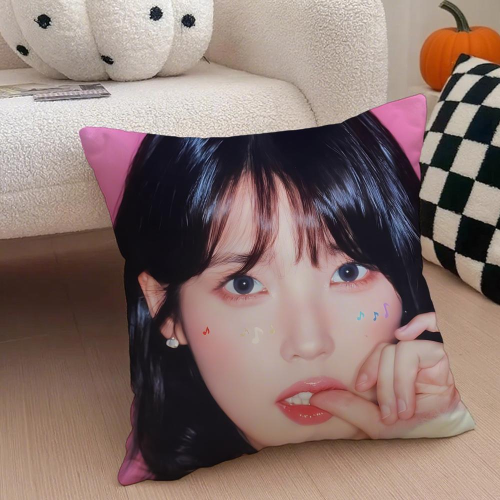 Sweet Korean Singer Beautiful Actress IIU Cushion Cover Throw Pillow Cover Hidden Button Durable Polyester Chair Cushion