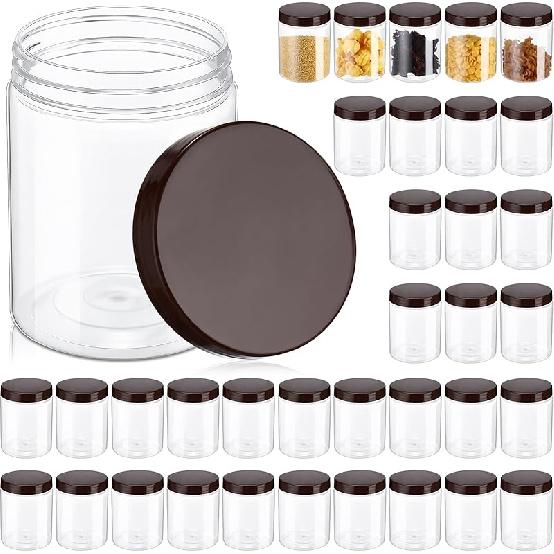 Aoriher 48 шт. 8 унций Пластиковые банки-масонки с крышками Круглые прозрачные пластиковые банки Контейнеры Многоразовые Маленькие пустые контейнеры для хранения Пищевые контейнеры для