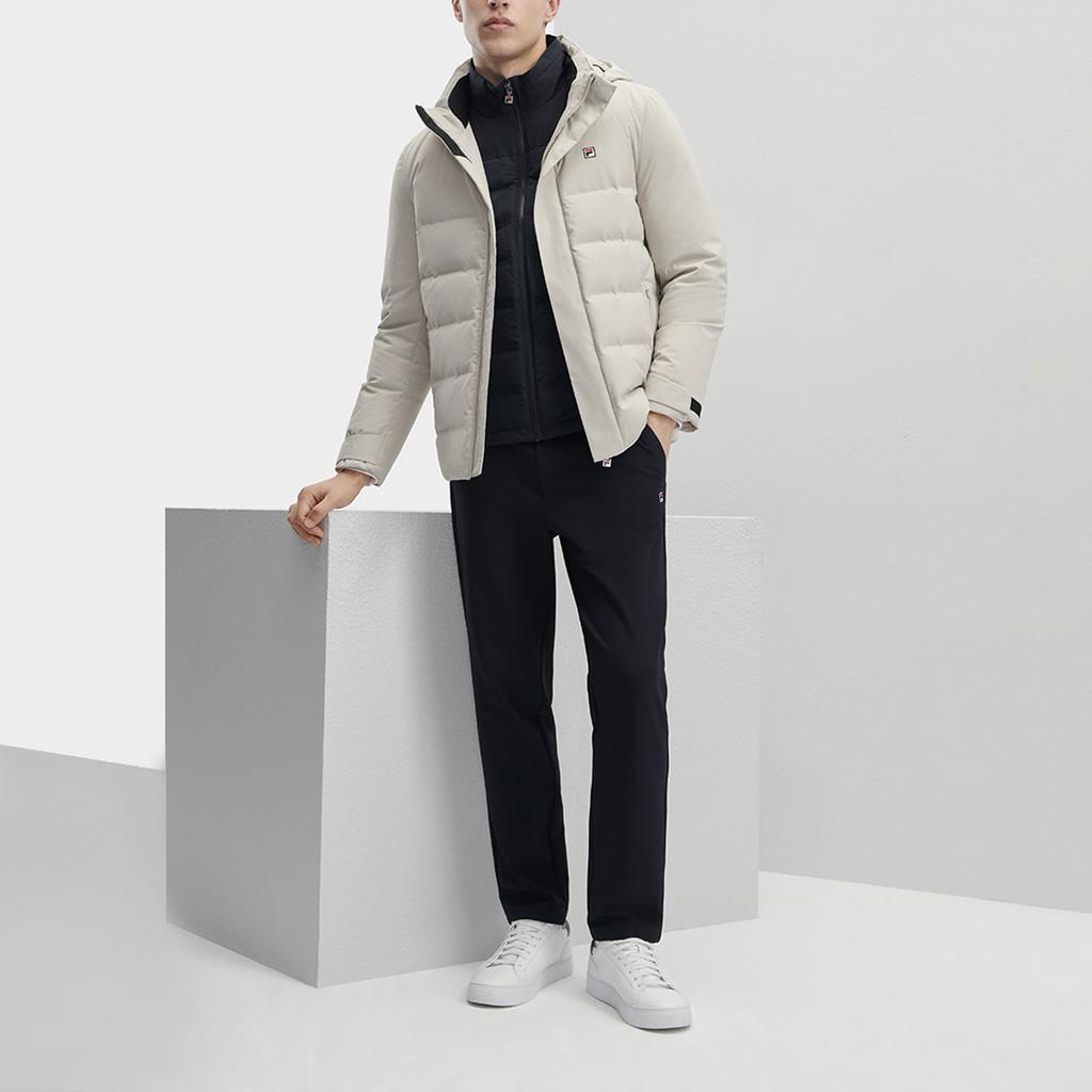 Fila Однотонная повседневная теплая пуховая куртка с капюшоном для мужчин верхняя одежда Мирно-серая F11M341904F-GY