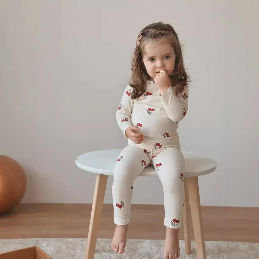 Korean Autumn Pajamas for Girls: Long-Sleeve Baby and Toddler Sleepwear Set