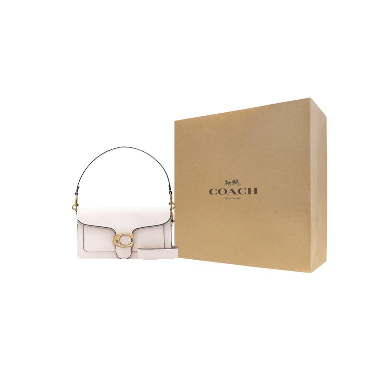 COACH Tabby Polished Pebbled Leather Shoulder Bag, Portable Crossbody Bag Medium Women's White 73995-B4HA