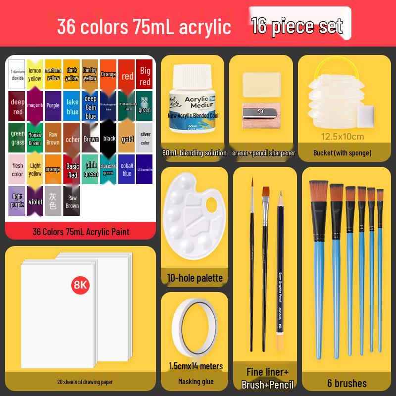 Montmartre 75ml Waterproof Non-Fading Acrylic Paint Set: Perfect for Children’s Textiles and Art Projects, Sunscreen Formula