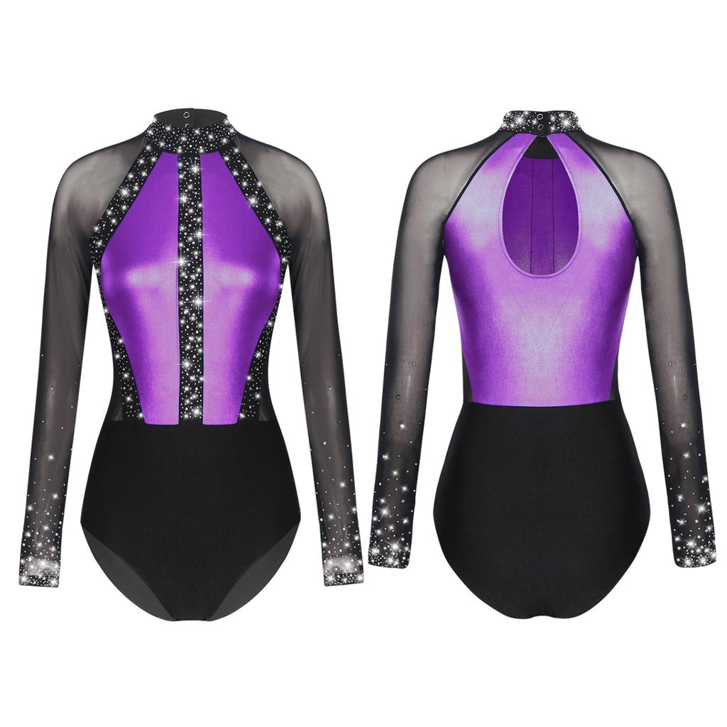 Женский гимнастический купальник в стиле пэчворк с цветными блоками, боди, топы, вечерние танцевальные костюмы, танцевальная одежда