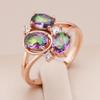 Geometric Design Colorful Oval Zircon Luxury Rings Women Fashion Matching Jewelry