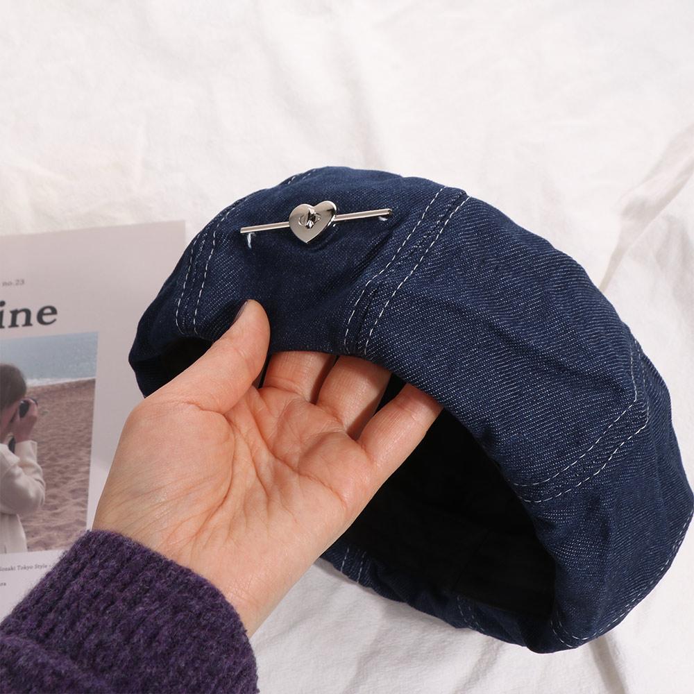 Solid color Cowboy Beret Cap Y2K Denim Octagonal Hat Retro Painter Hat Outdoor