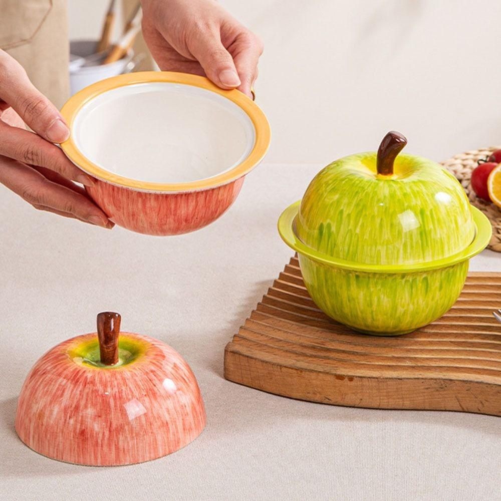 Creative Ceramic Saucepan with Lid Cute Food Fruit Bowl BPA Free Dessert Soup Bowl Tableware