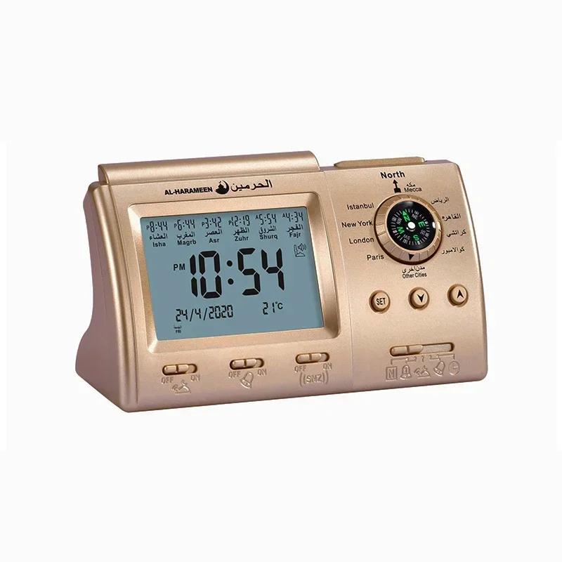 Часы Azan с напоминанием о молитве Мечеть светодиодный цифровой будильник Исламский мусульманский календарь Температура Домашнее украшение Подарок