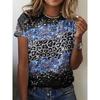 Summer Round Neck 3D Gradient Print Top Fashionable Casual Short Sleeved Women's T-shirts