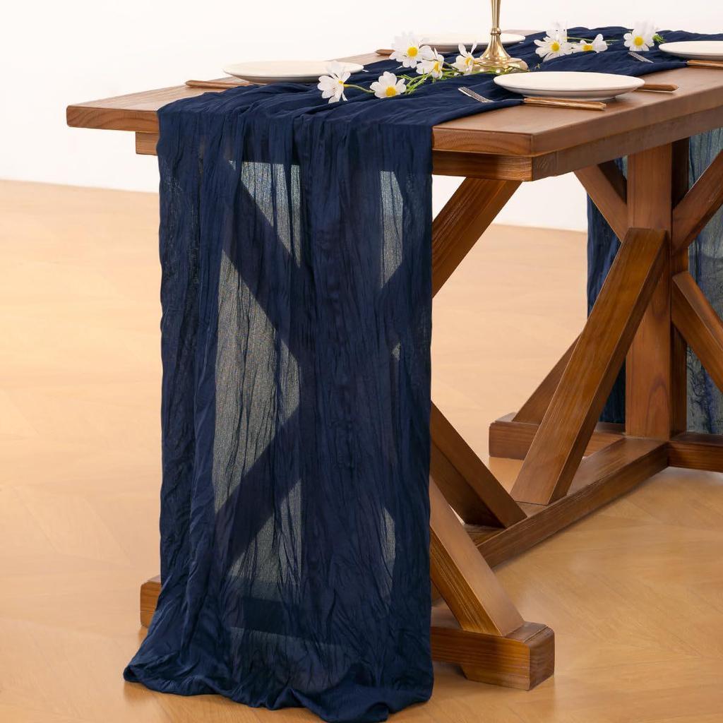 Скатерть-дорожка Bali Yarn Crepe для свадеб и мероприятий - Плиссированная марлевая полиэстеровая салфетка