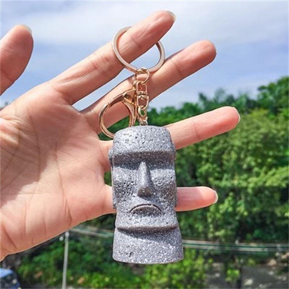 Watchman Easter Island Keyring Stone Man Moai Figurine Moai Statues Keychain Motorcycle