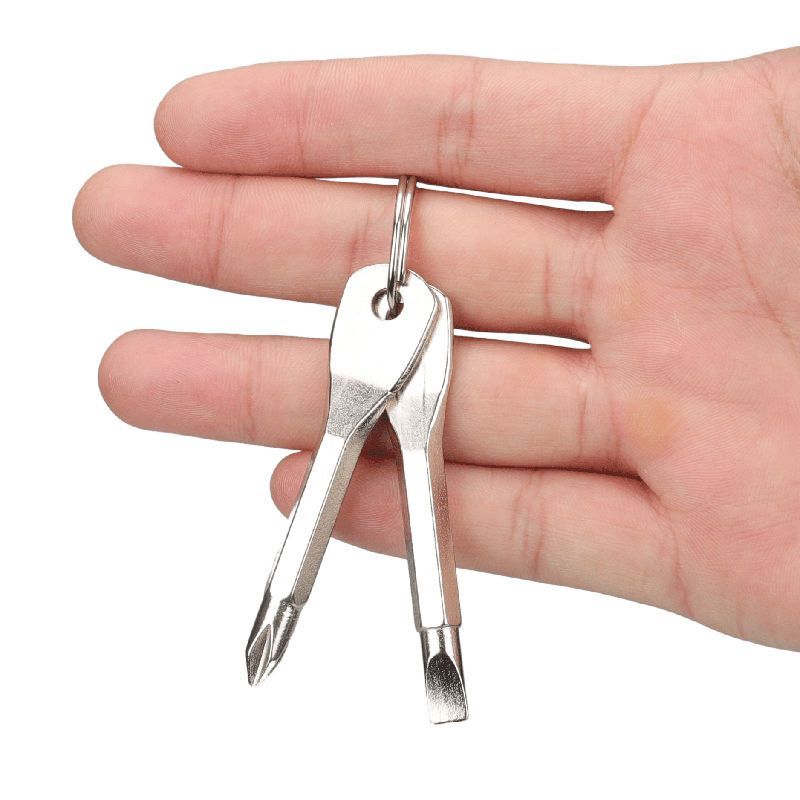 Портативная отвертка с 2 ключами, прецизионная литая сталь, мини-крестообразный многофункциональный инструмент, незаменимый на открытом воздухе, простой и практичный