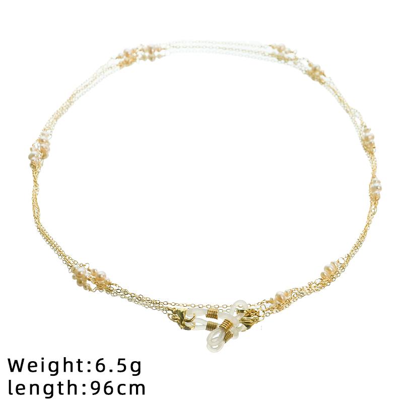 Natural Freshwater Pearl Double-Layer Eyeglass Necklace for Women Sunglasses Eyewear Strap Holder Statement Fashion Jewelry