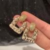 New Trendy Pearl Square Dangle Earrings for Women Uneven Rough Geometric Statement Short Hanging Earings Punk Fashion Earring