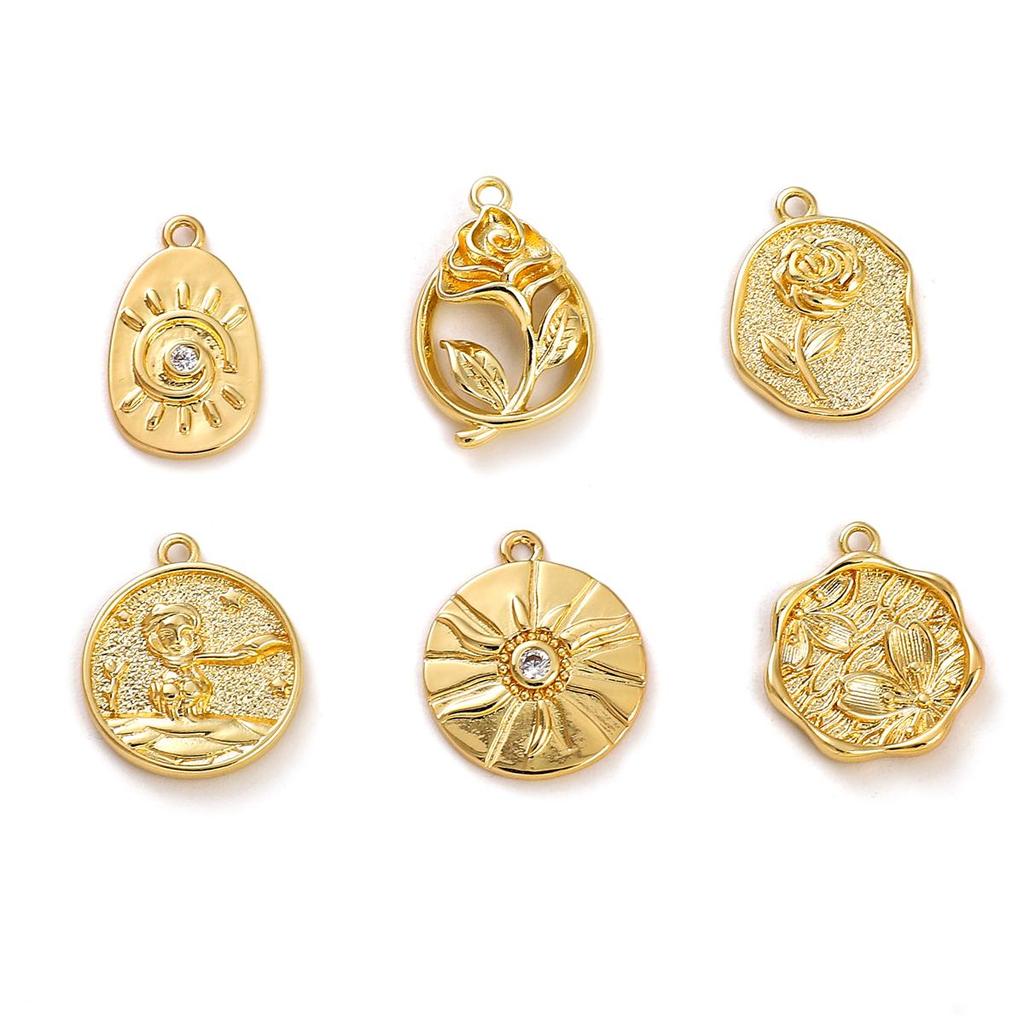 Copper Prince Rose Sun Pendant For DIY Jewelry Making Craft Accessories