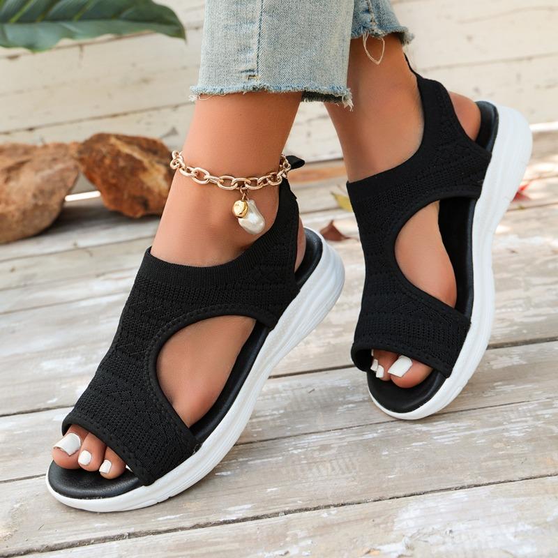 2026 Luxury Round Toe Platform Casual Shoes Comfortable Knit Breathable Open Toe Sandals Outdoor Vacation Beach Roman Sandals