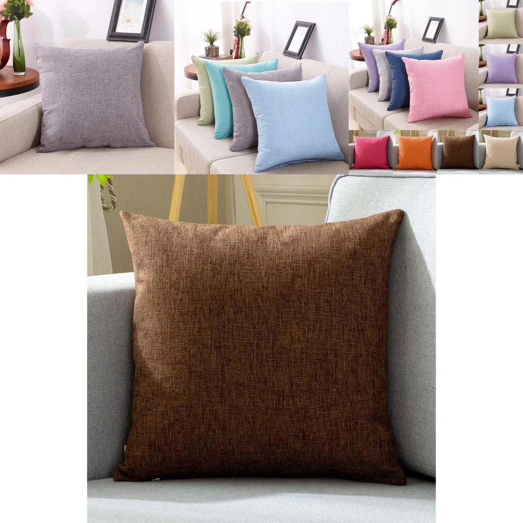 Luxurious Pure Color Cotton Linen Throw Pillow Cover For Home Office Sofa Decor