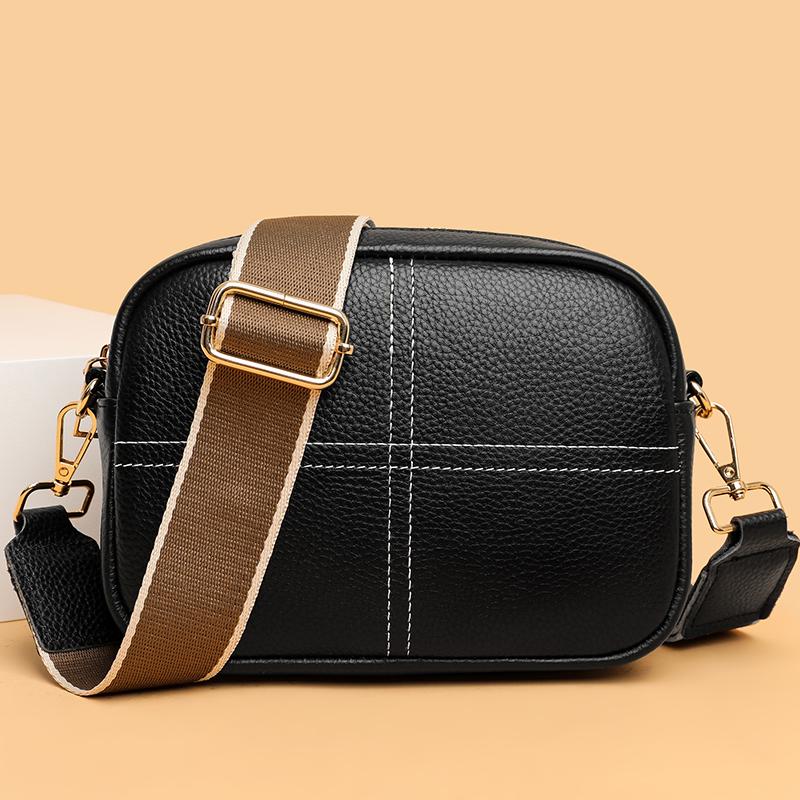 High Quality Cow Leather Shoulder Crossbody Bag for Women Fashion Pure Color Soft Genuine Leather Messenger Bag