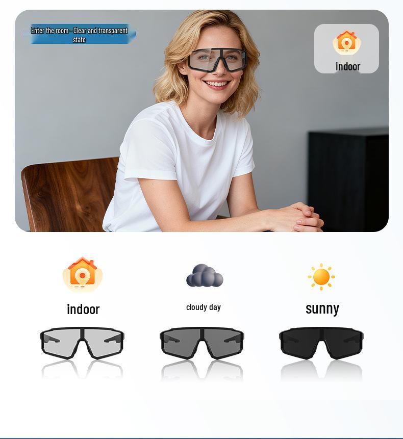 Smart Bluetooth Audio Cycling Goggles: AI Color-Changing, Windproof Glasses with Built-in Earphones