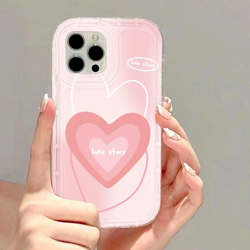 Чехол для телефона Lines Love Heart для iPhone 13 14 15 Pro Max, чехол для iPhone 11 12 Pro XS Max XR X 7 8 Plus SE SE3, милый прозрачный чехол
