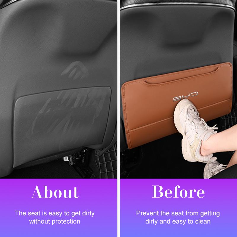 Car Seat Anti Kick Pad PU leather Rear Seat Storage Bag For BYD Atto 3 Qing Song Tang F3 F3R Yuan I3 S7 E3 E6 E9 S8 G3 M6 L3 S6