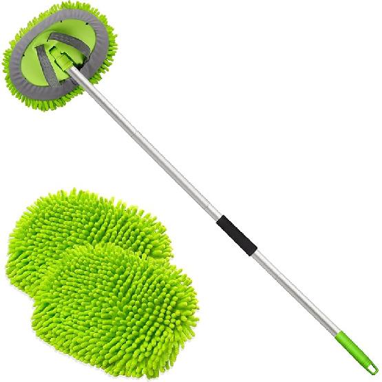 Anngrowy 62" Microfiber Car Wash Brush With Long Handle Car Washing Mop Kit Mitt Sponge Car Cleaning Supplies Kit Duster RV Washing Car Brush