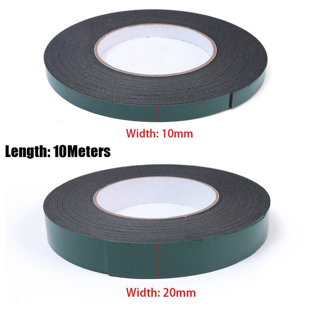 10M/Roll Green Film Black Double Sided Tape Sponge Strip Multifunctional PE Foam Tape 10/20mm Width Strong Self Adhesive