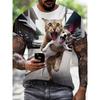 Men's 3D Printed Cat And Dog Play Pattern T-shirt Breathable Round Neck Short-sleeved Summer Casual Top  Outdoor Casual Wear