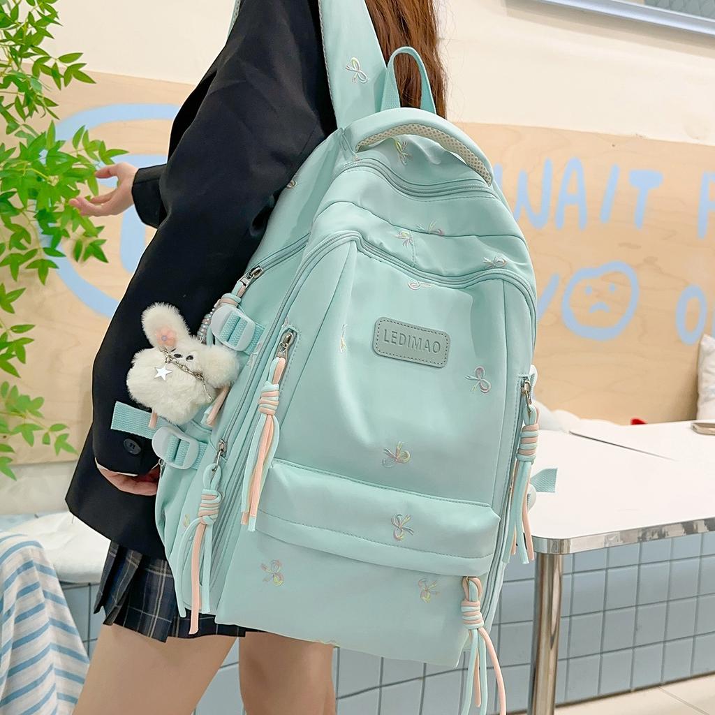 Schoolbag bow embroidery small fresh schoolbag junior high school student 1011 new ins large capacity backpack high school backpack