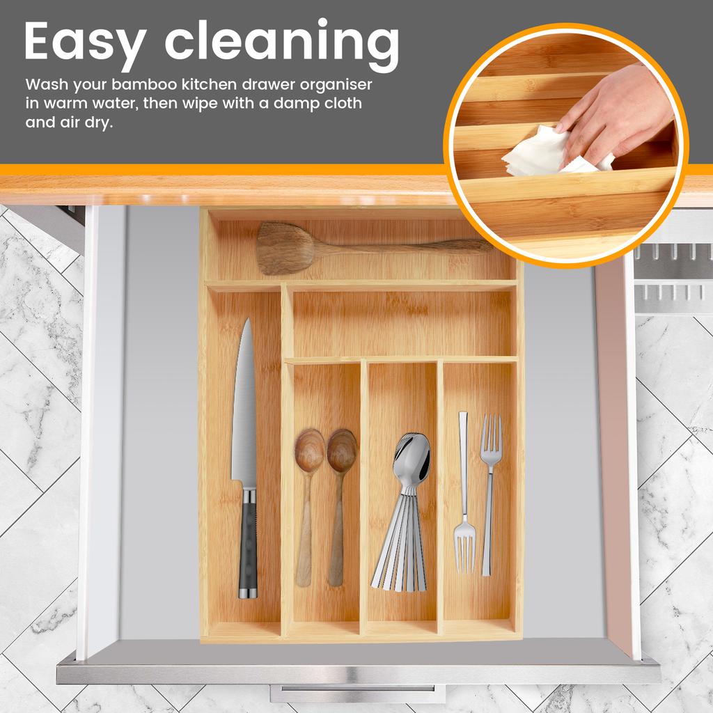 Бамбуковый ящик-органайзер Отделения Бамбуковый ящик-ящик Разделенный ящик Лоток для столовых приборов Кухонный ящик-органайзер Аксессуары для дома