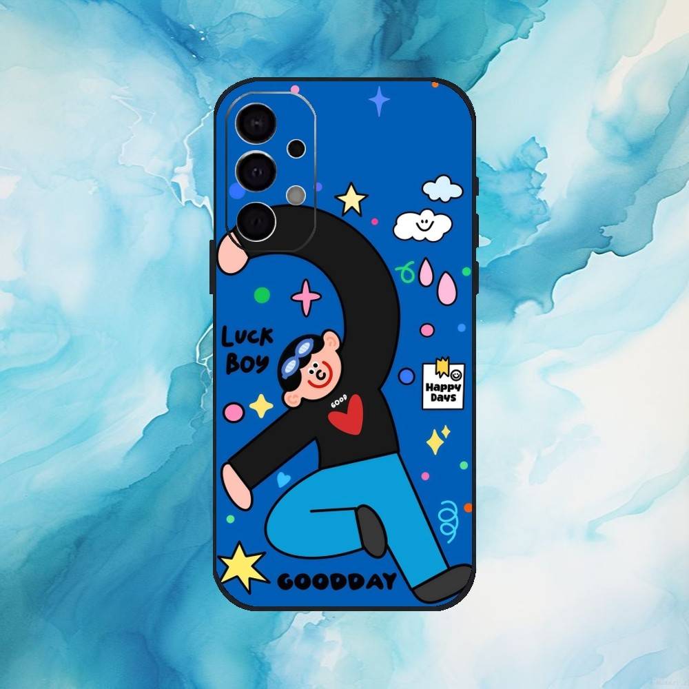 Colorful Whimsy Girl Phone Case For Samsung Galaxy A73,A72,A71,A70,A53,A52,A51,Soft Silicone Black Cover