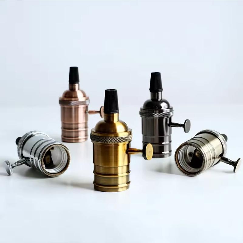 DIY Vintage E27 Lamp Base Copper holder With Switch Edison Vintage Lighting Screw Socket Antique Aluminum Lamp Holder Fixture